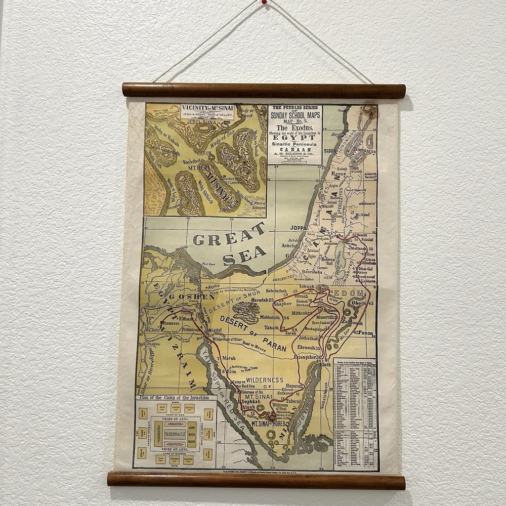 Vtg Sunday School Biblical Historical Map No 5 Peerless Series THE EXODUS Eilers
